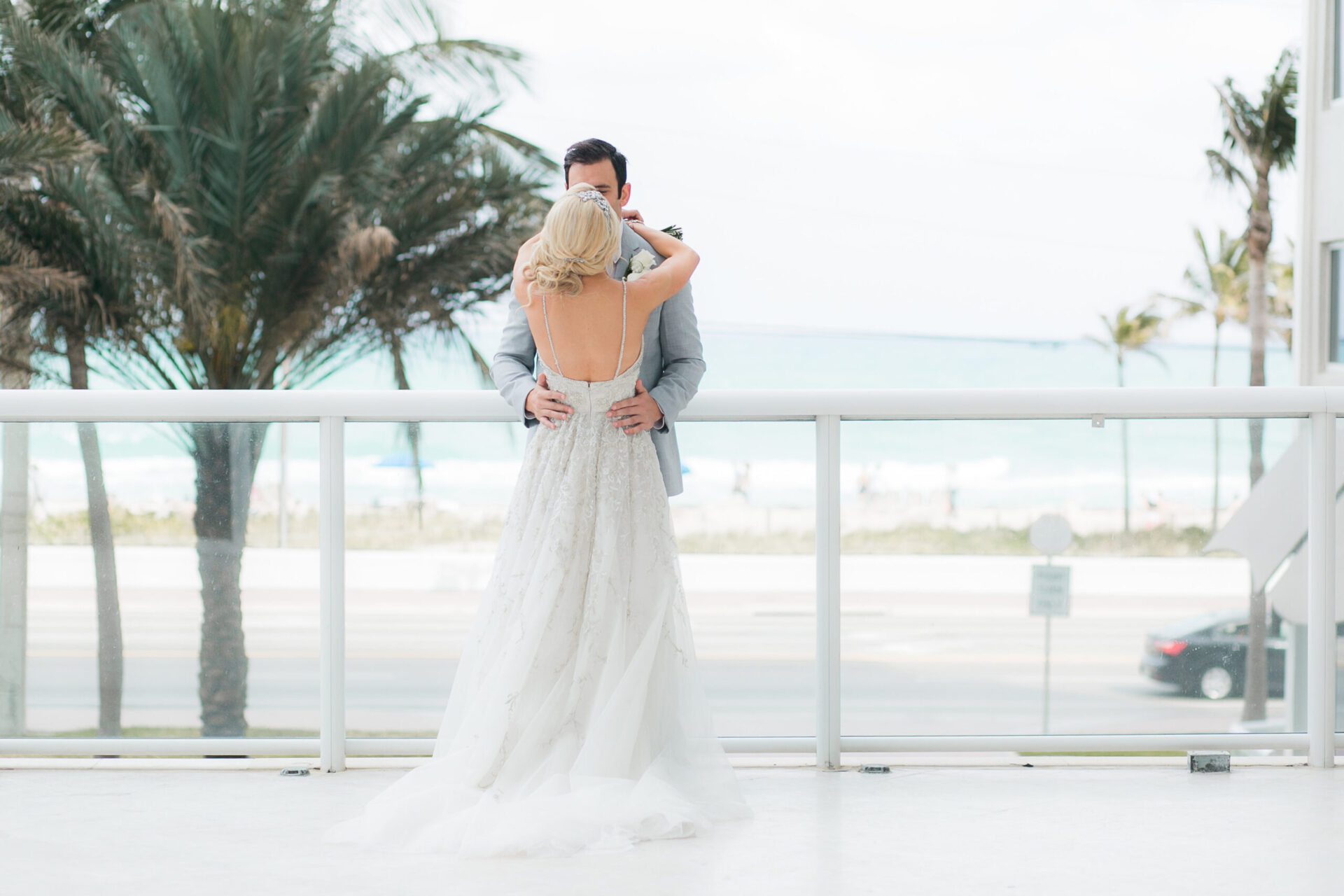 Bridal image of couple dancing outdoor.