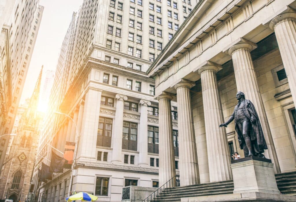 Federal Hall NYC where Washington took his first oath and the early U.S. government first convened now a museum of the republic