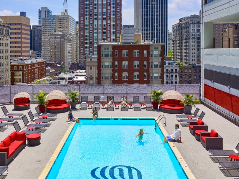 Pool with city views at Sonesta Philadelphia Rittenhouse Square