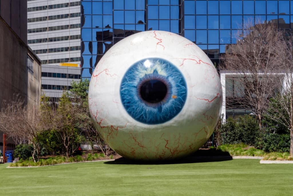 Giant Eye Sculpture on Main Street in downtown