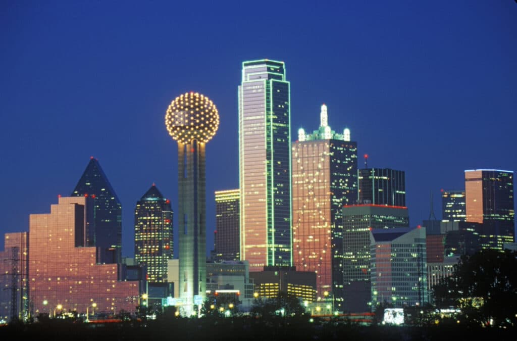 Dallas skyline at night.