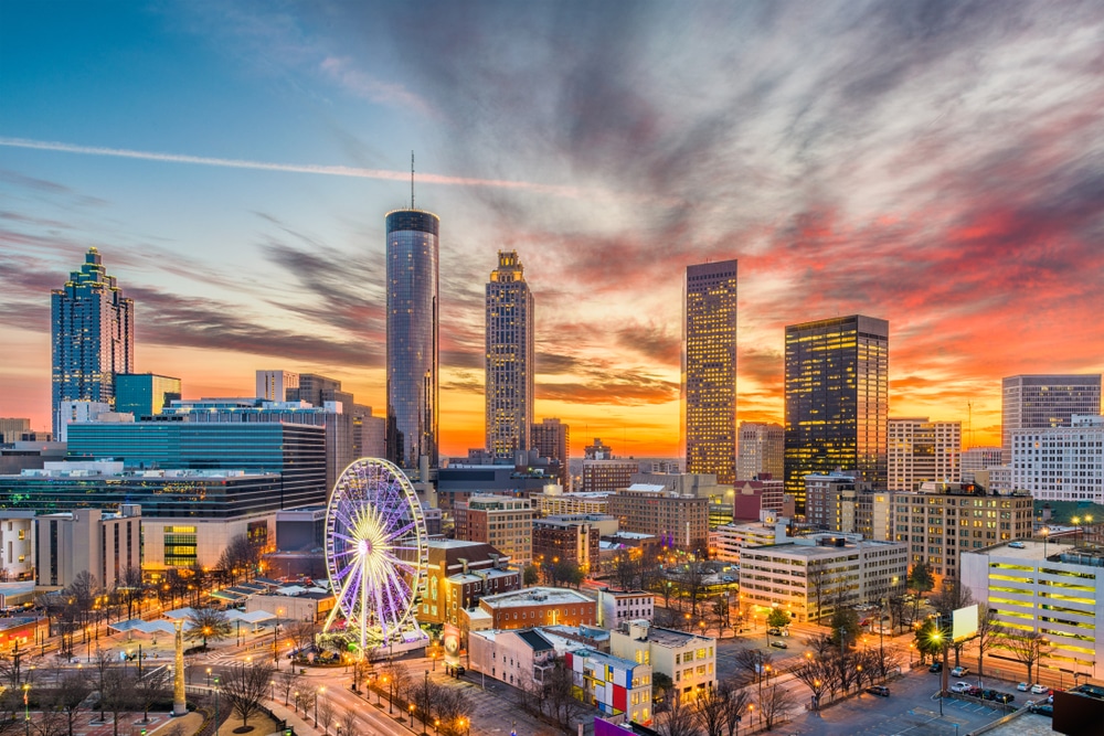 Downtown Atlanta skyline at sunset, Georgia, USA