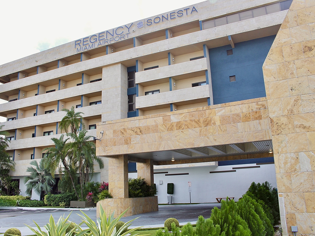Exterior photo of the Regency hotel.