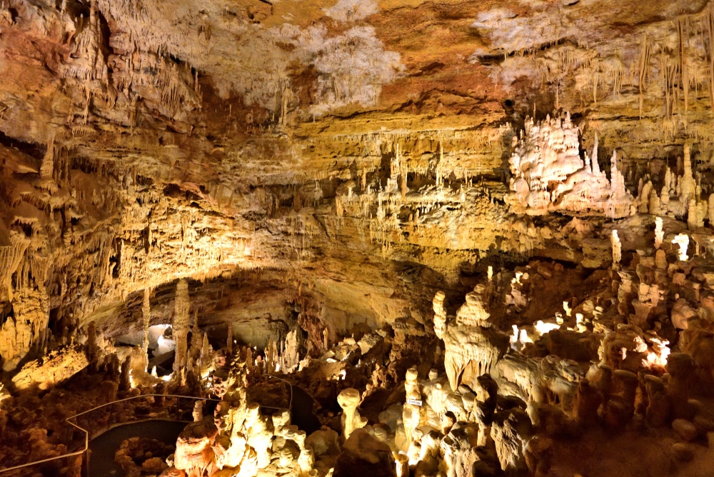 The Natural Bridge Caverns are the largest known commercial caverns in the U.S. state of Texas, New Braunfels.
