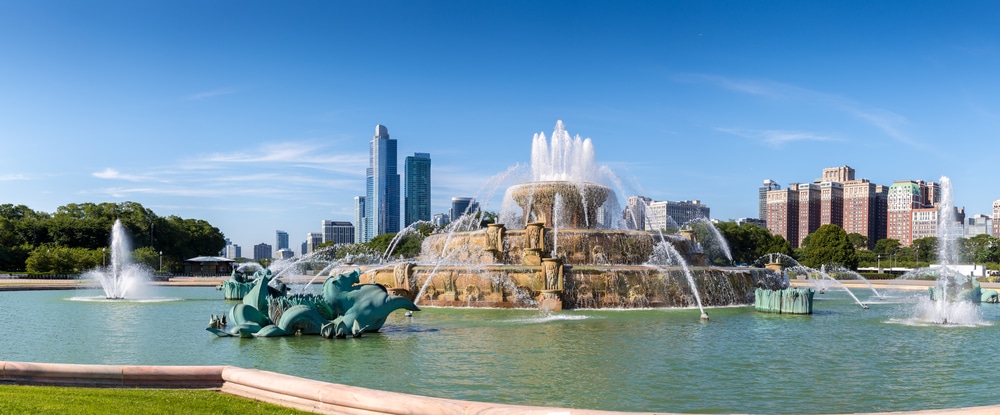 View of the large fountain