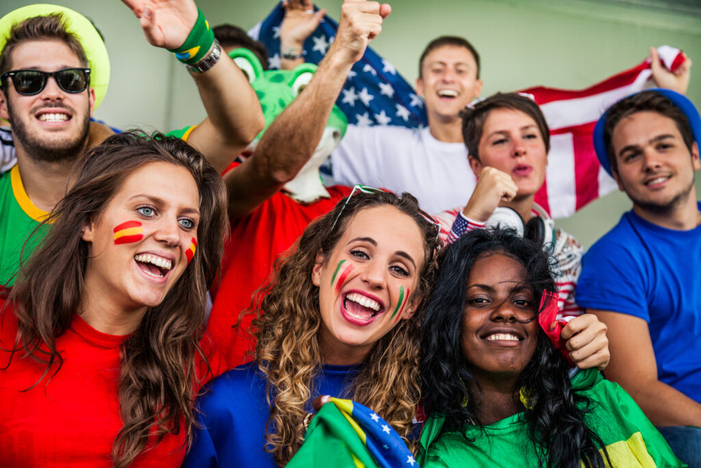 Group of multi ethnic supporters.