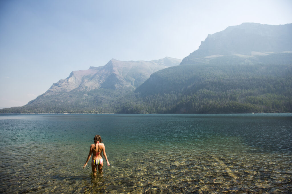 Girl in a lake.